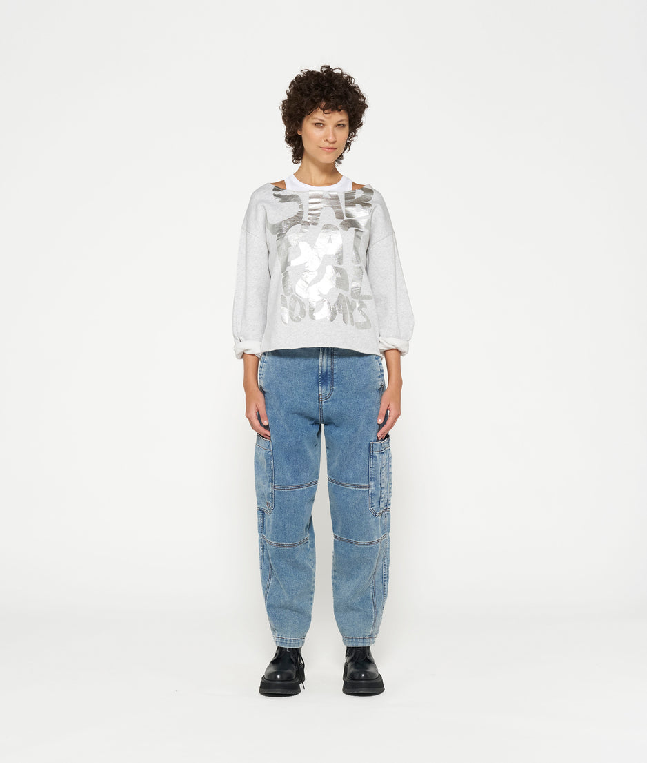 boatneck sweater sabbatical | white grey melee