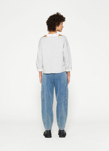 boatneck sweater sabbatical | white grey melee