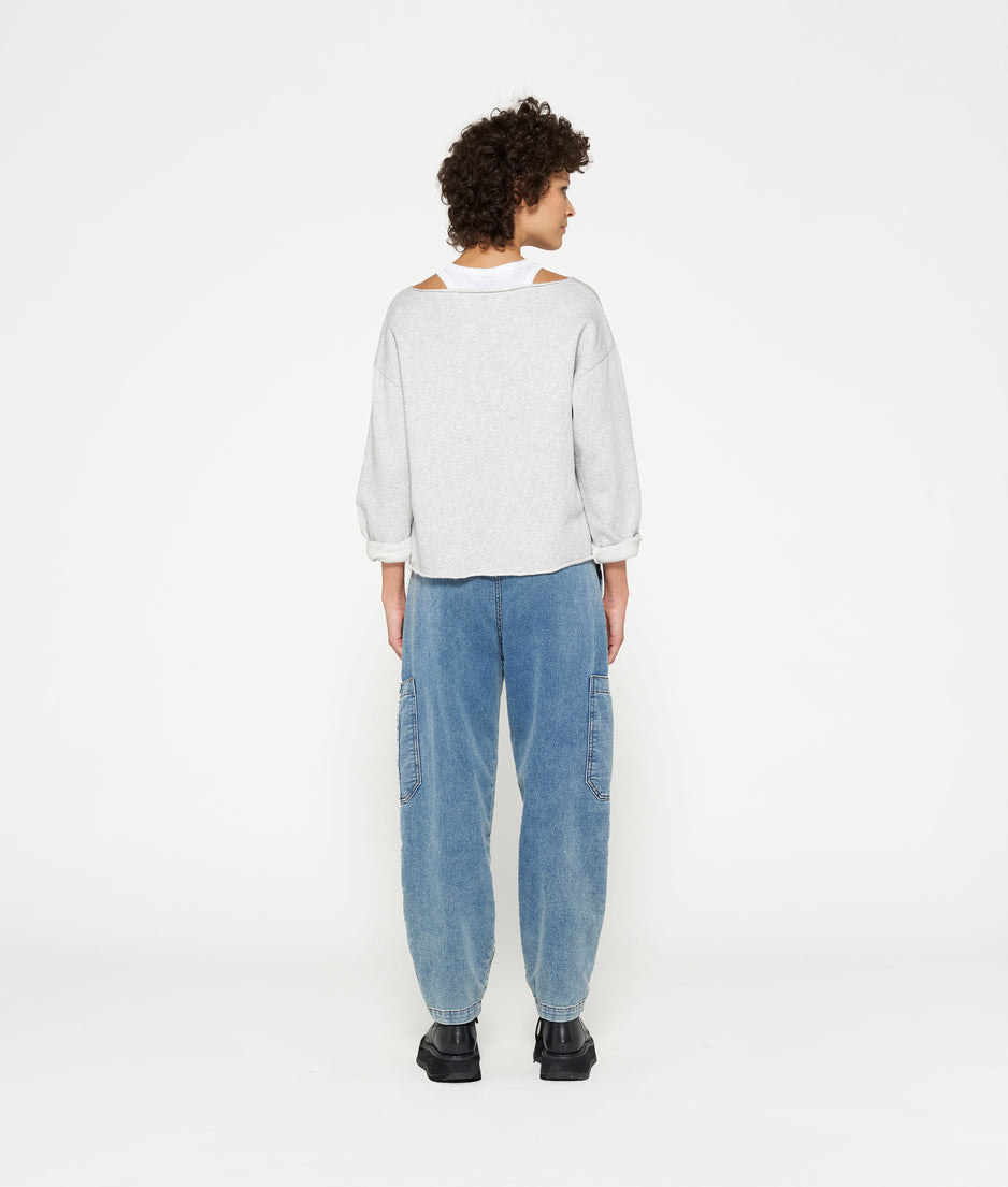 boatneck sweater sabbatical | white grey melee