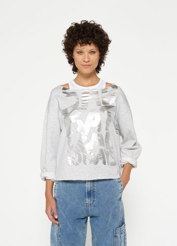 boatneck sweater sabbatical | white grey melee