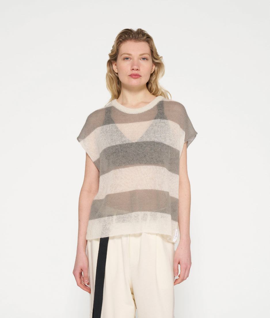 knit top stripes | ecru/sage
