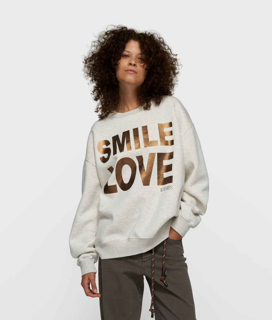 statement sweater smile love | soft white melee