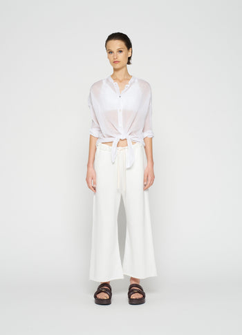 cropped knot blouse | white