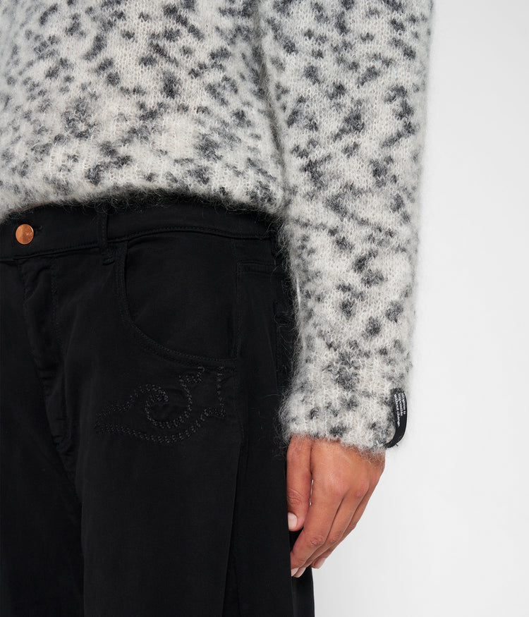 puffed coll sweater knit leopard | warm white