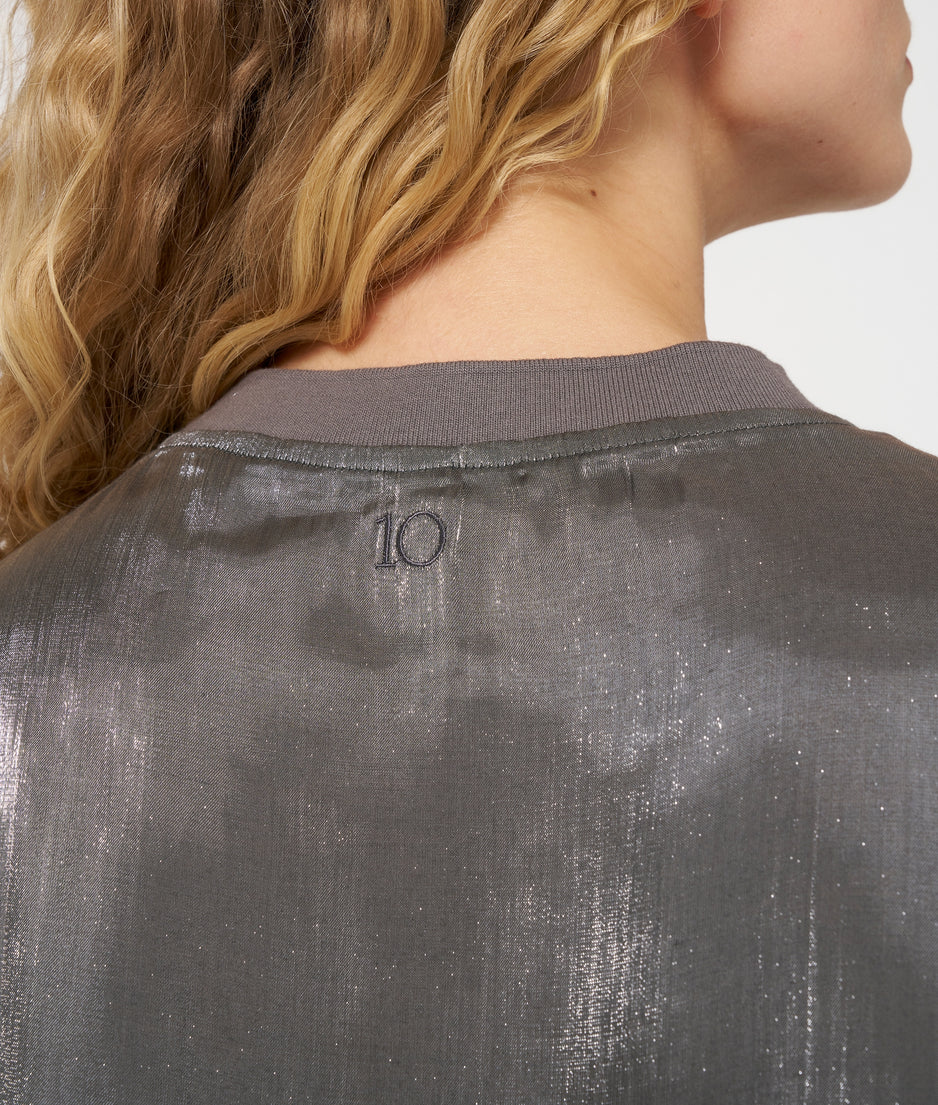 shiny blouse tee | silver