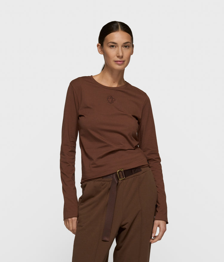 slim long sleeve tee | dark truffle