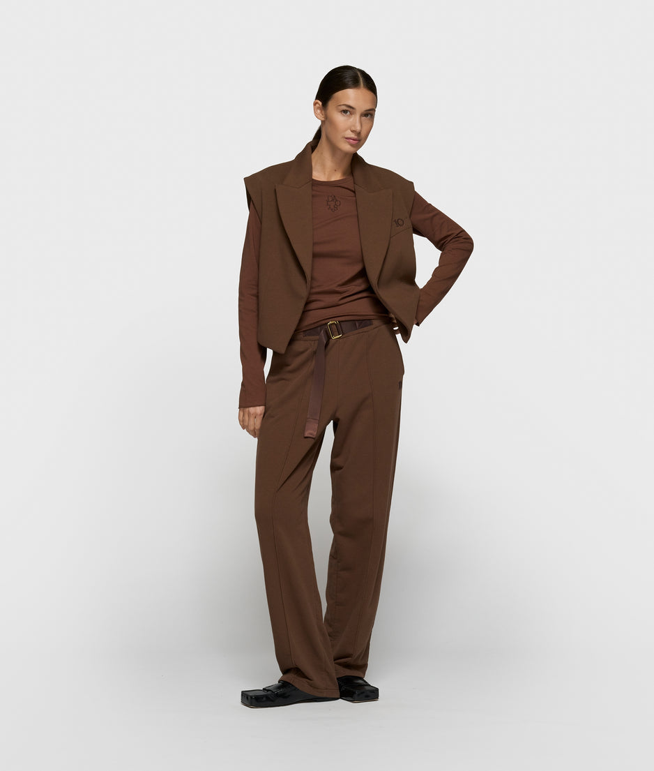 sleeveless blazer | dark truffle