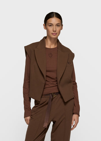sleeveless blazer | dark truffle