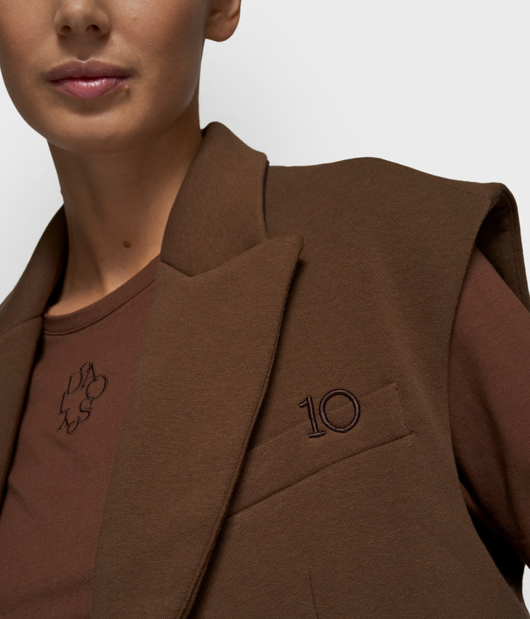 sleeveless blazer | dark truffle