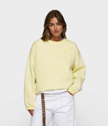 raw edge sweater | pastel yellow