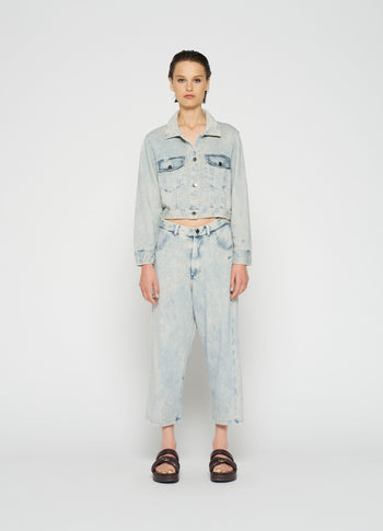 washed cropped jacket | blue denim