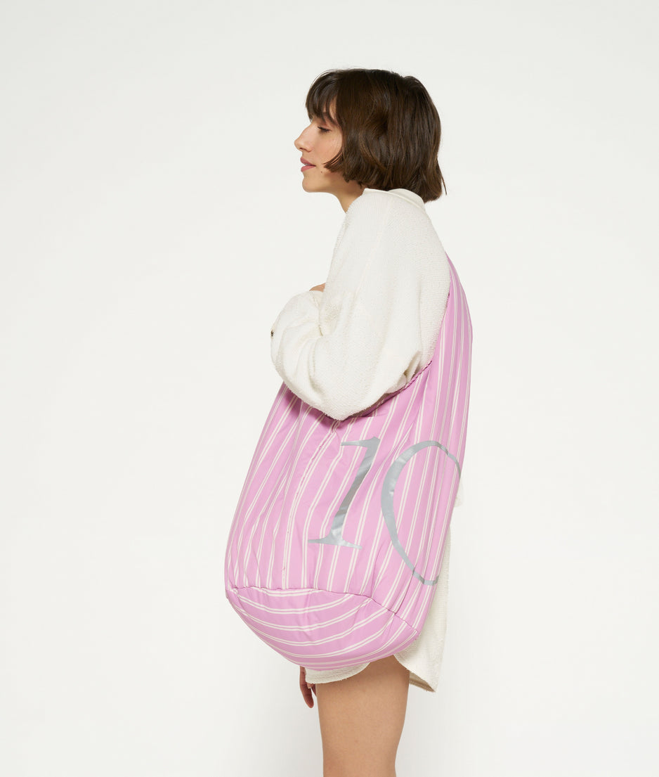 woven bag nylon stripes | violet