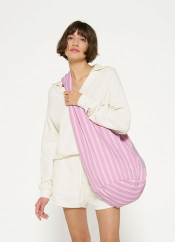 woven bag nylon stripes | violet