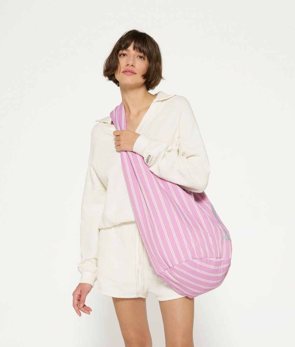 woven bag nylon stripes | violet