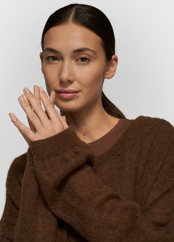 thin knit sweater | dark truffle