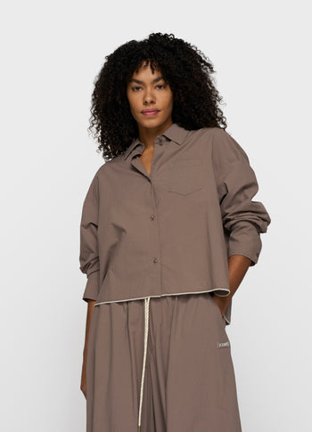 cropped shirt poplin | moonrock