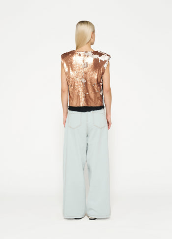 padded top sequins | rose gold