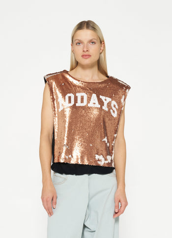 padded top sequins | rose gold