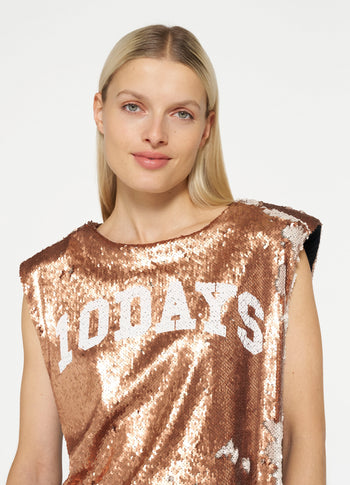 padded top sequins | rose gold