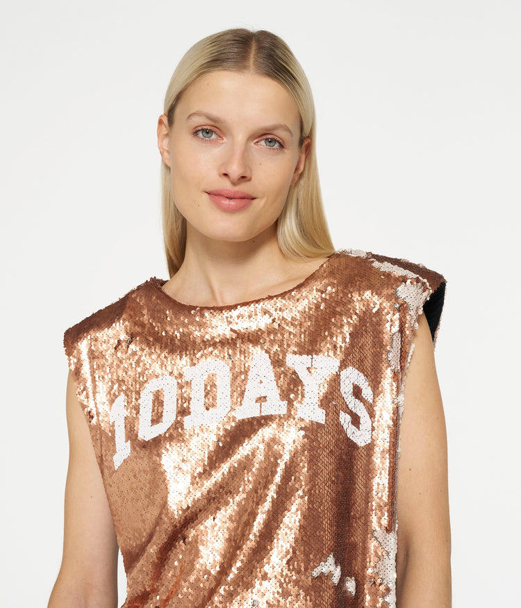 padded top sequins | rose gold