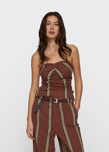 strapless top stripes | deep brown