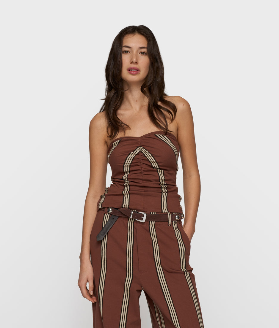 strapless top stripes | deep brown