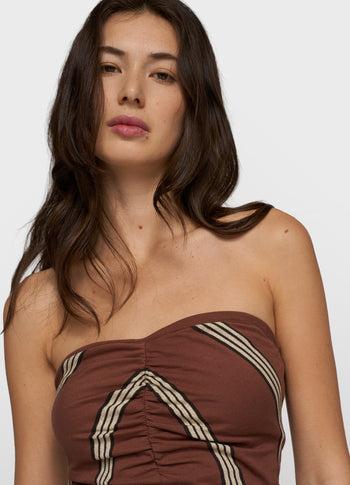 strapless top stripes | deep brown