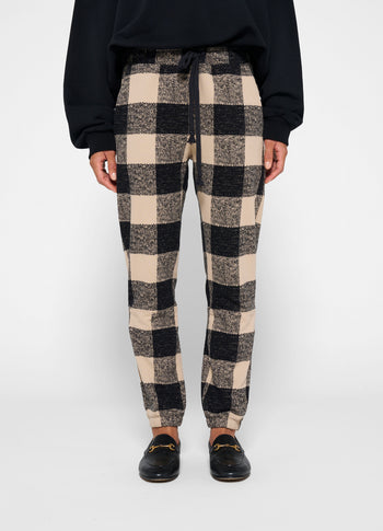 cropped jogger check | black