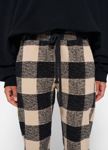 cropped jogger check | black