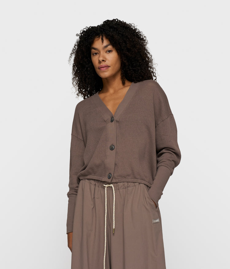 v-neck cardigan mesh | moonrock