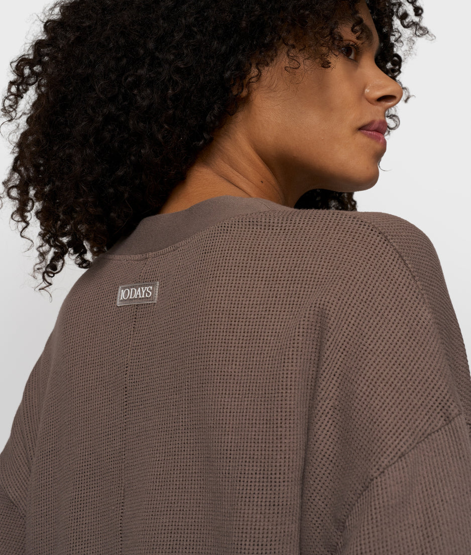 v-neck cardigan mesh | moonrock