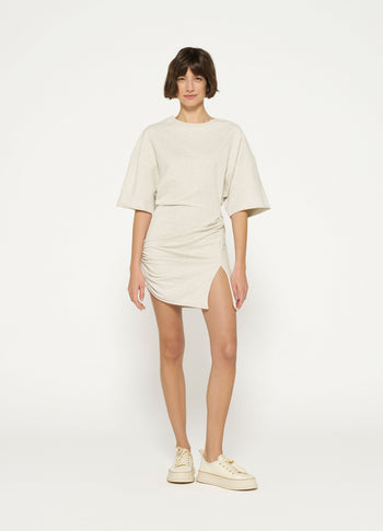 shortsleeve mini dress fleece | soft white melee