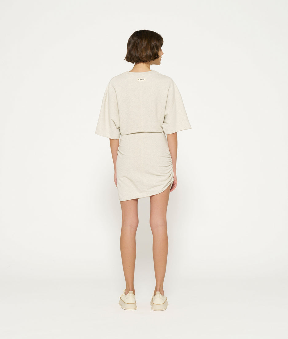 shortsleeve mini dress fleece | soft white melee