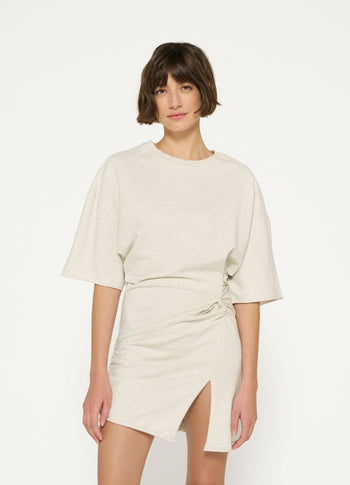 shortsleeve mini dress fleece | soft white melee