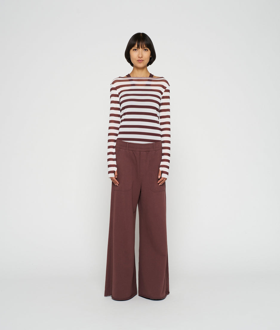 wide leg pants fleece | aubergine
