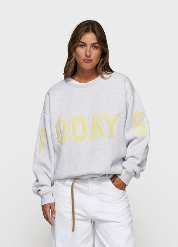 statement sweater logo patch | white grey melee