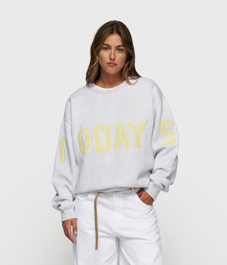 statement sweater logo patch | white grey melee