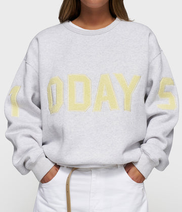 statement sweater logo patch | white grey melee