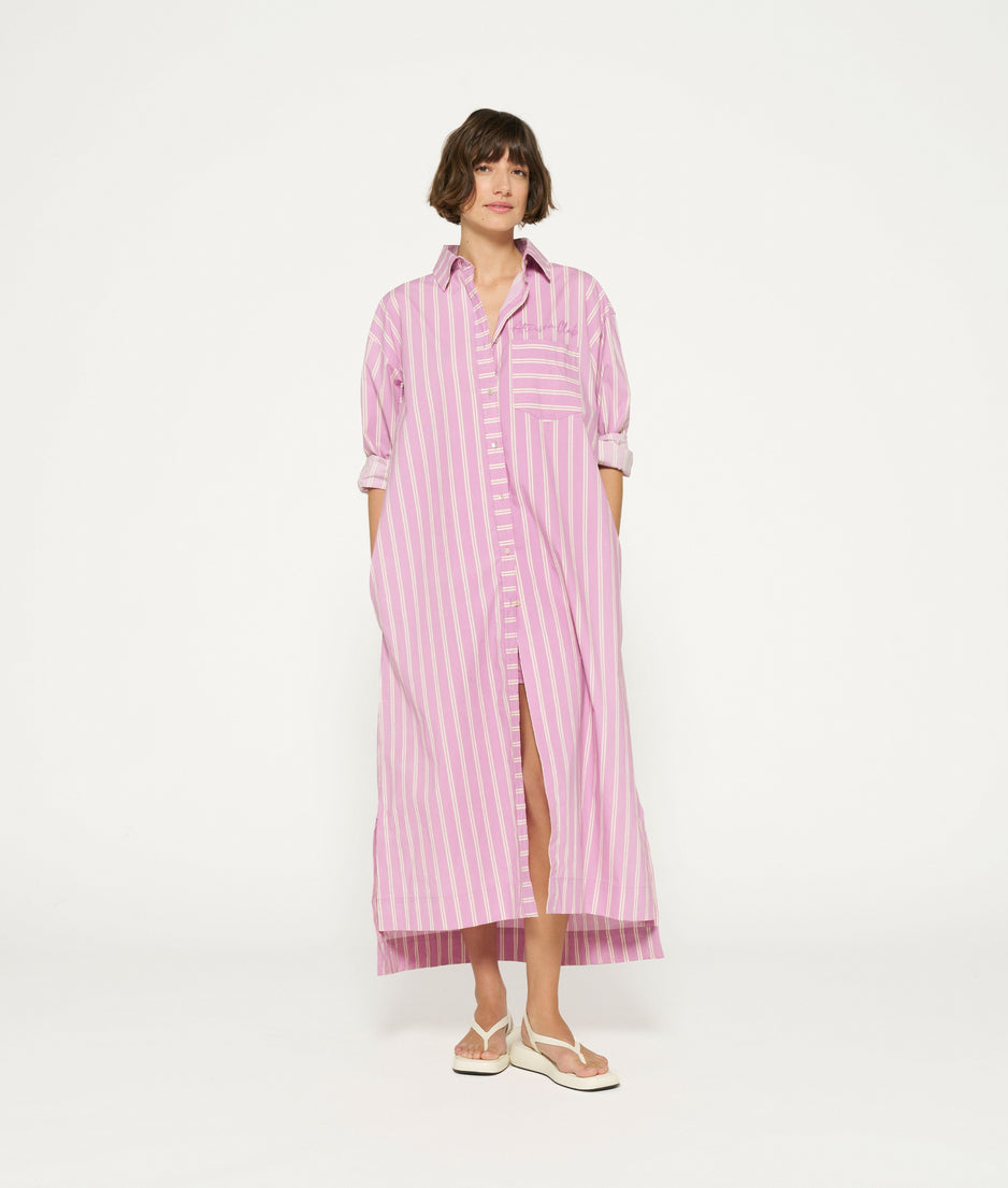 maxi shirt dress stripes | violet