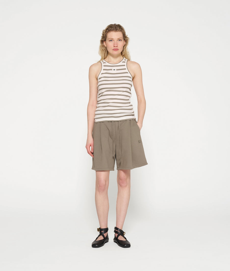 tank top rib stripes | ecru/sage