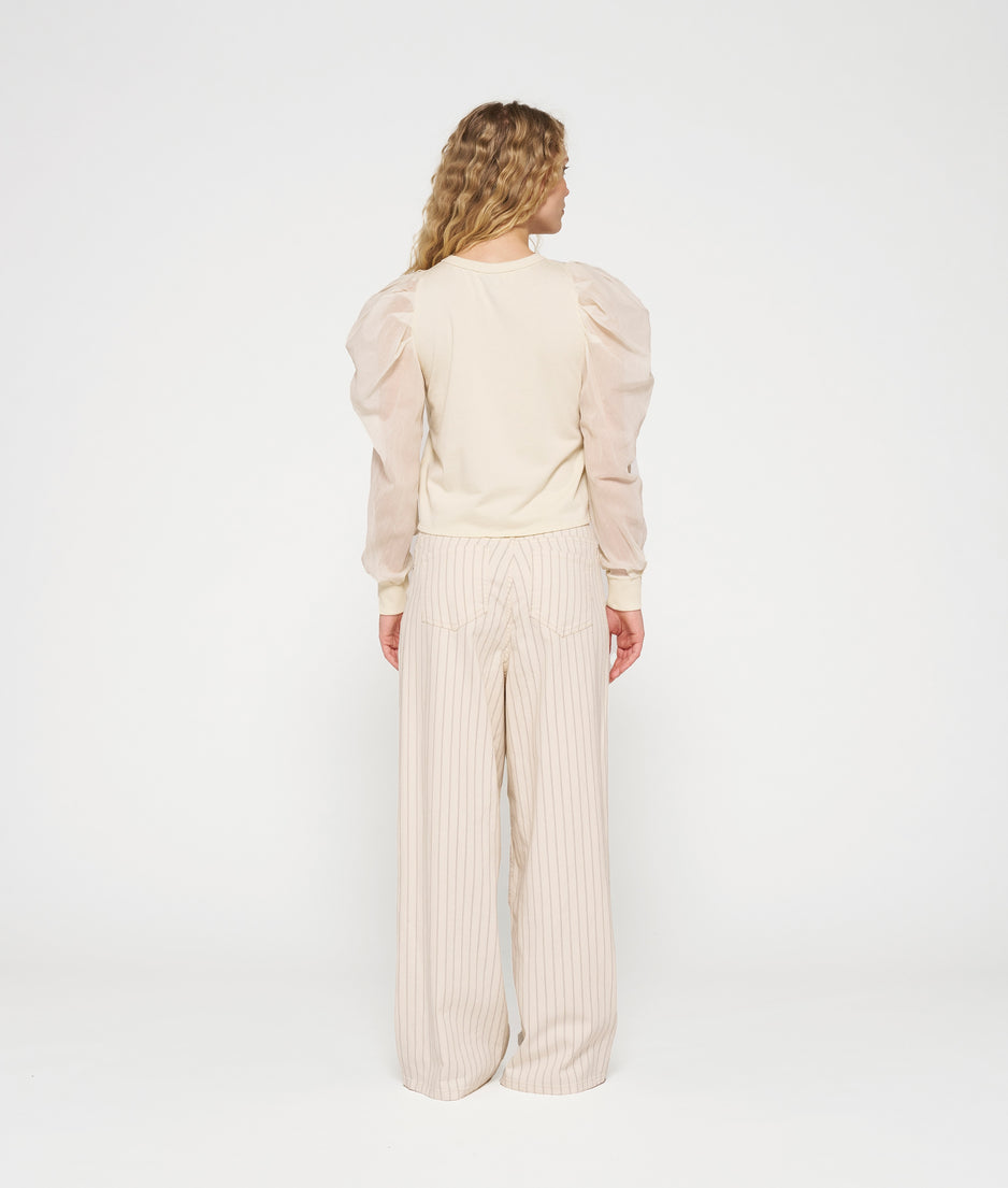wide cross pants pinstripe | light natural