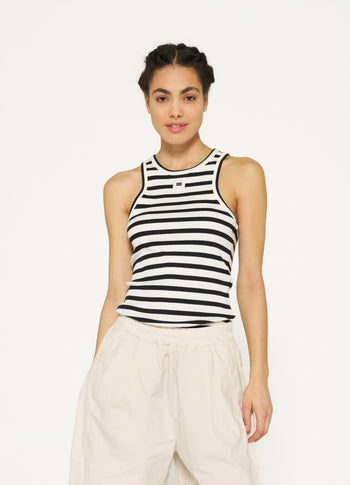 tank top rib stripes | ecru/black