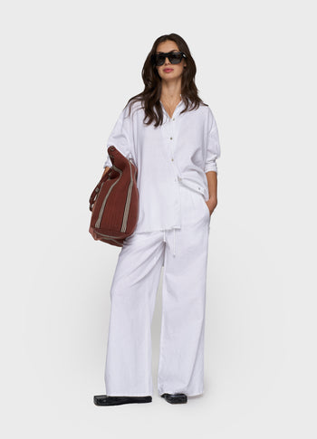 cotton linen pants | white
