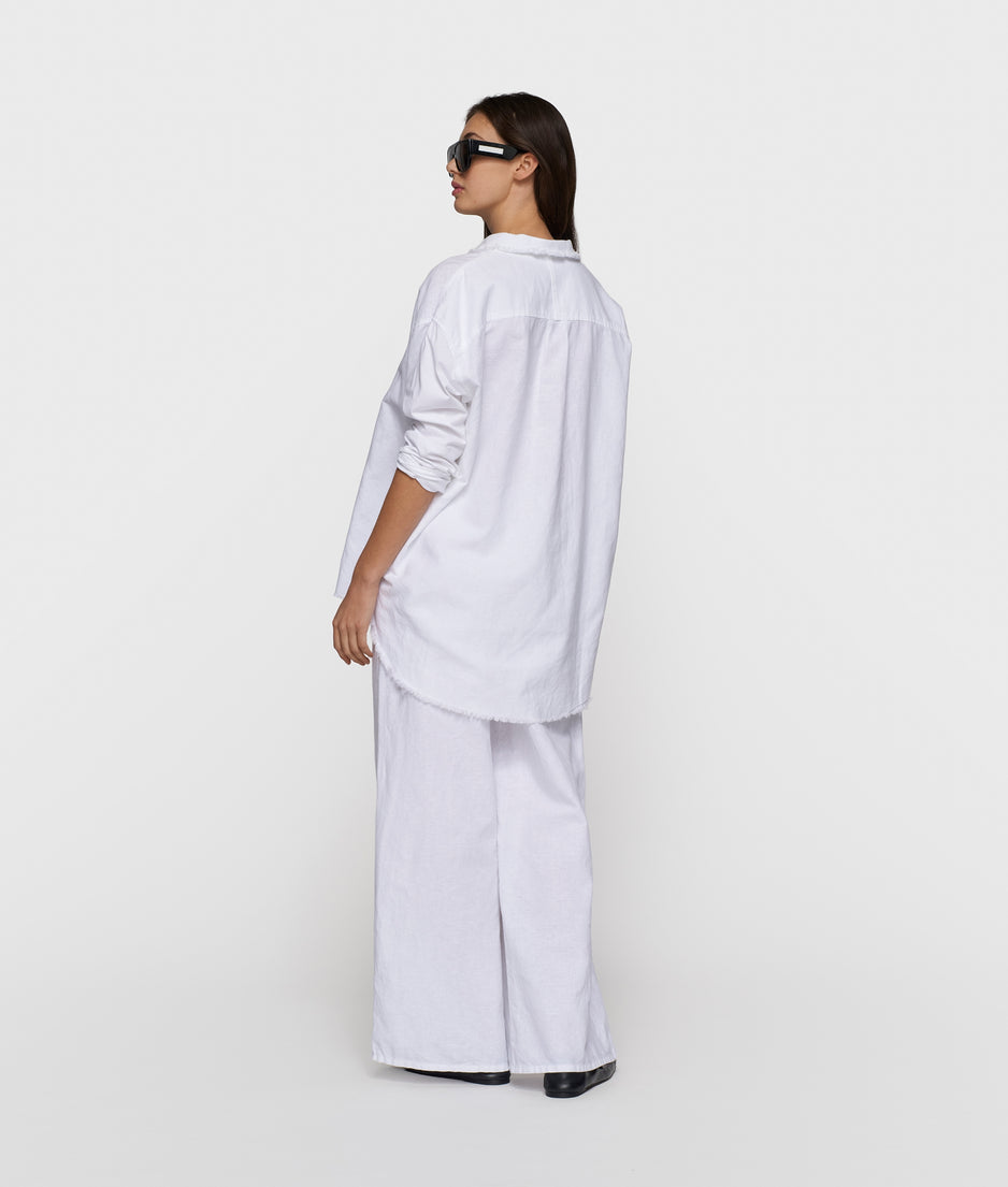 cotton linen blouse | white