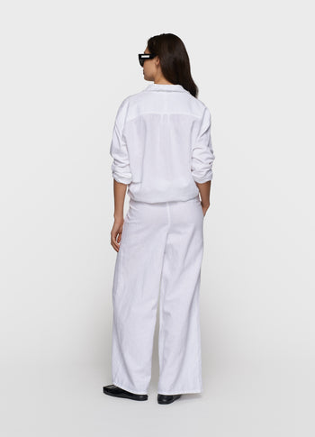 cotton linen pants | white