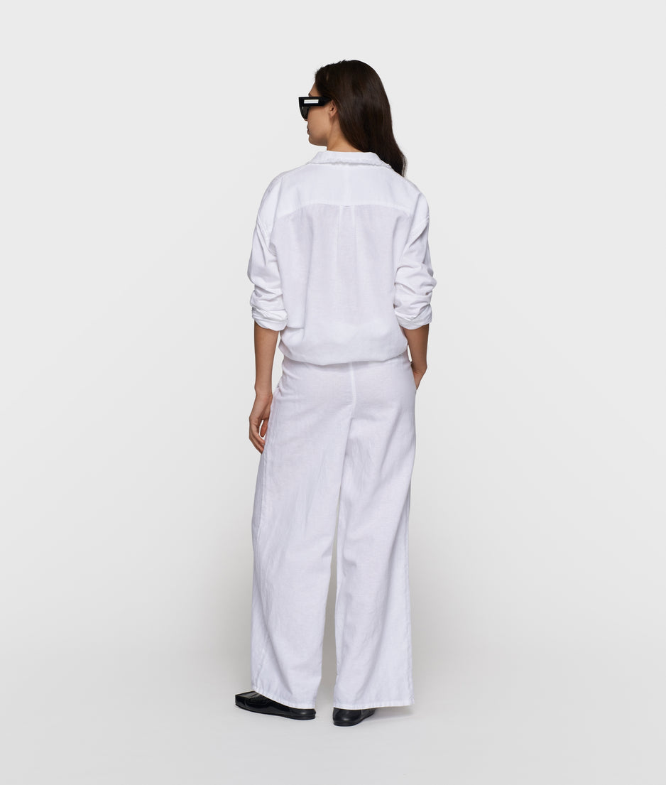 cotton linen pants | white