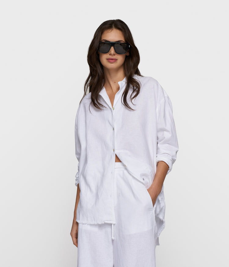 cotton linen blouse | white