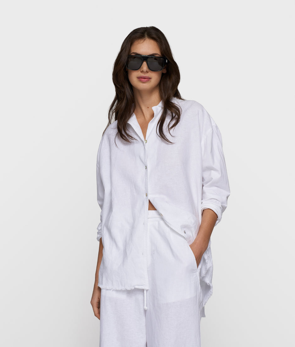 cotton linen blouse | white