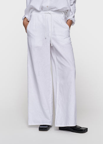 cotton linen pants | white