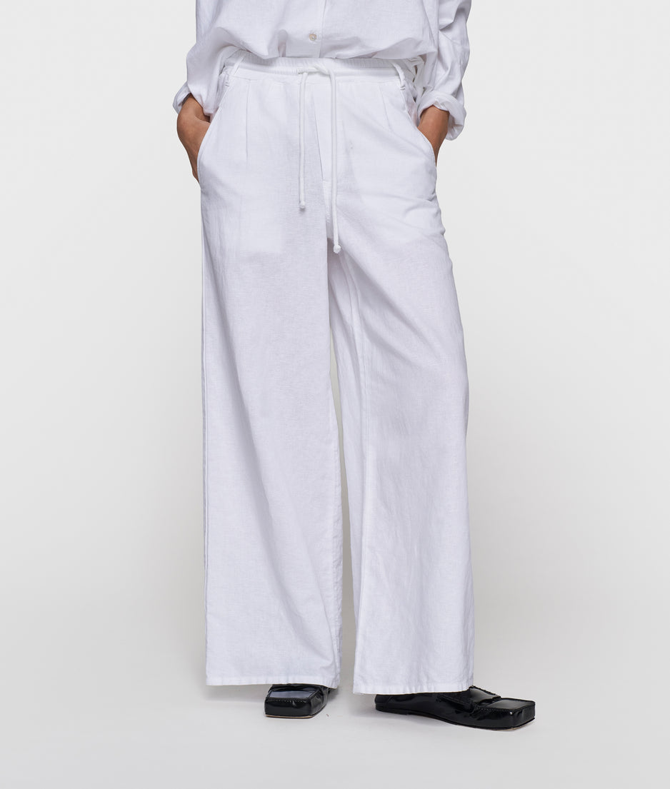 cotton linen pants | white